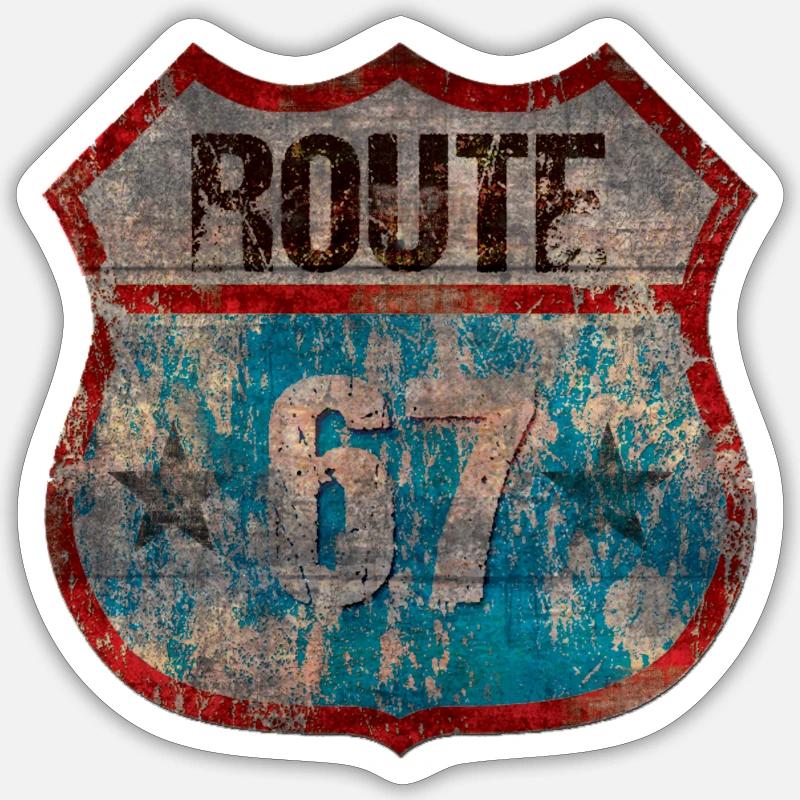 Rustic Route 67 Shield Design Sticker size S (10 x 10 cm)