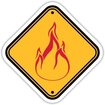 schild hinweis warnung achtung vorsicht gefahr feu - Sticker Größe S (10 x 10 cm) - Mattweiß - Vorne