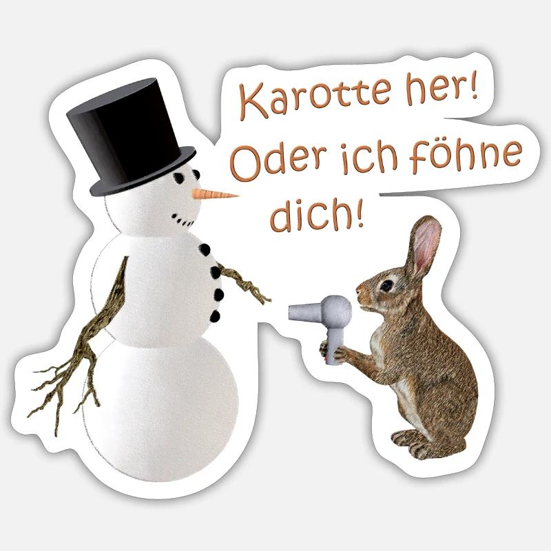Karotte her! Oder ich föhne dich! - Sticker Größe S (10 x 10 cm) - Mattweiß