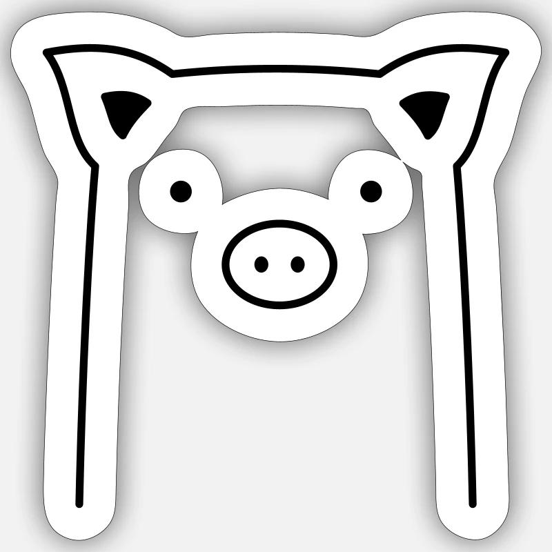 Schweinchen Schwein Ferkel Geschenk - Sticker Größe S (10 x 10 cm) - Mattweiß