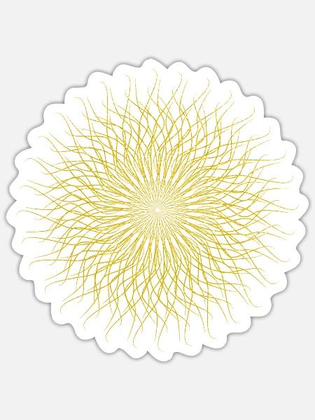 Goldenes Sonnenmandala - Sticker Größe S (10 x 10 cm) - Mattweiß