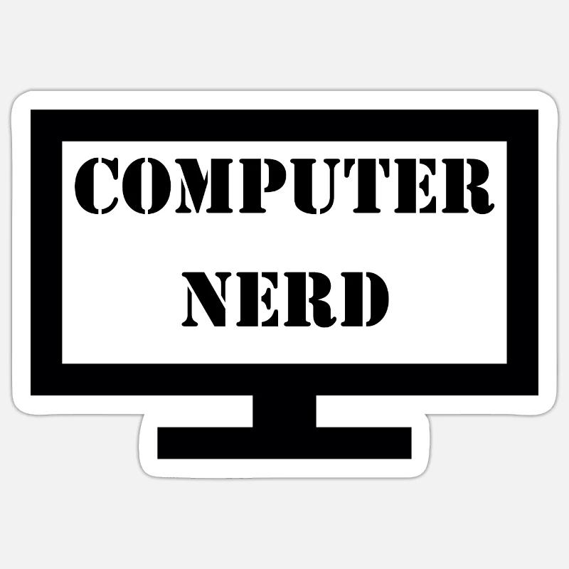 Computer Nerd - Sticker taille S (10 x 10 cm) - blanc mat