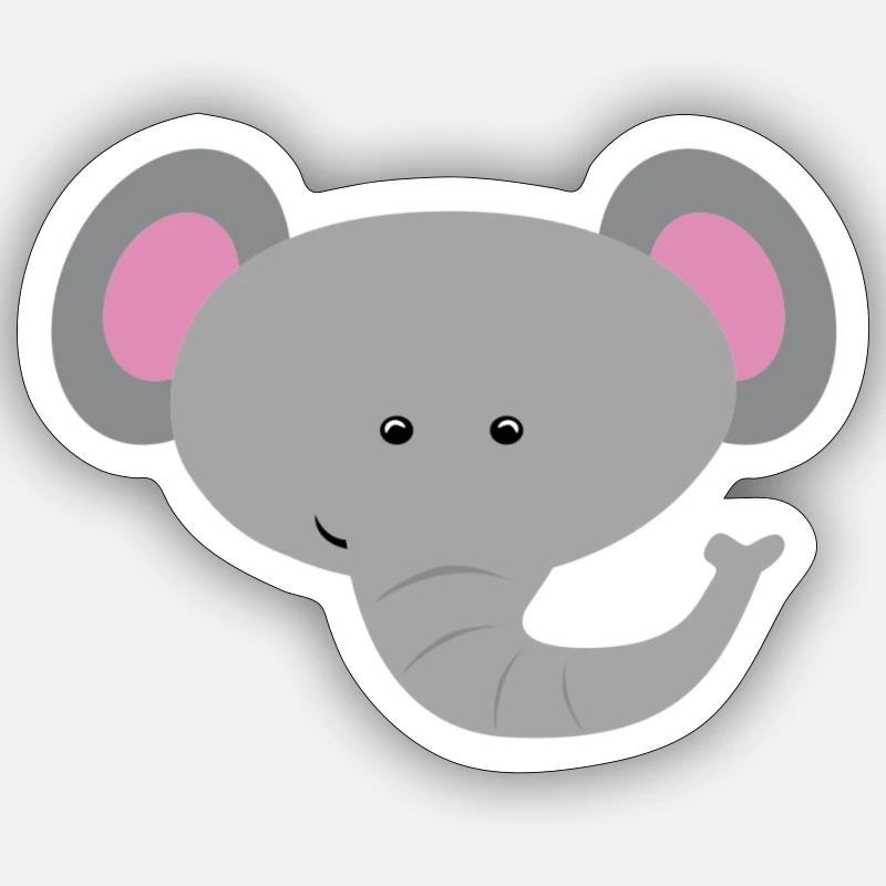 éléphant - Sticker taille S (10 x 10 cm) - blanc mat
