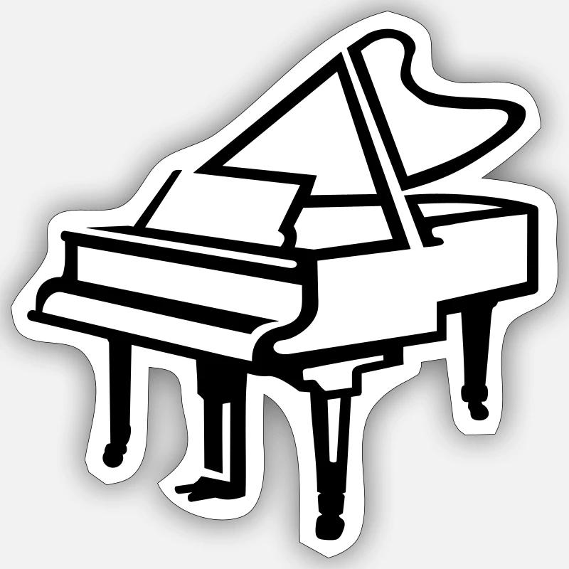 Klavier - Sticker Größe S (10 x 10 cm) - Mattweiß