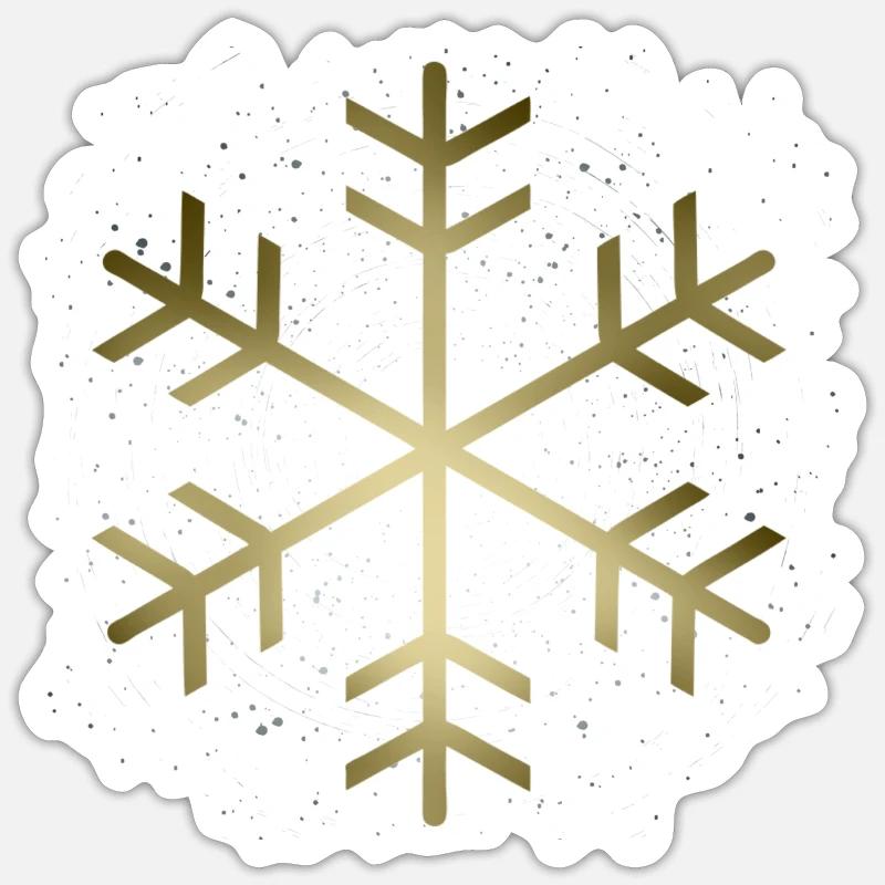 flocon de neige doré - Sticker taille S (10 x 10 cm) - blanc mat
