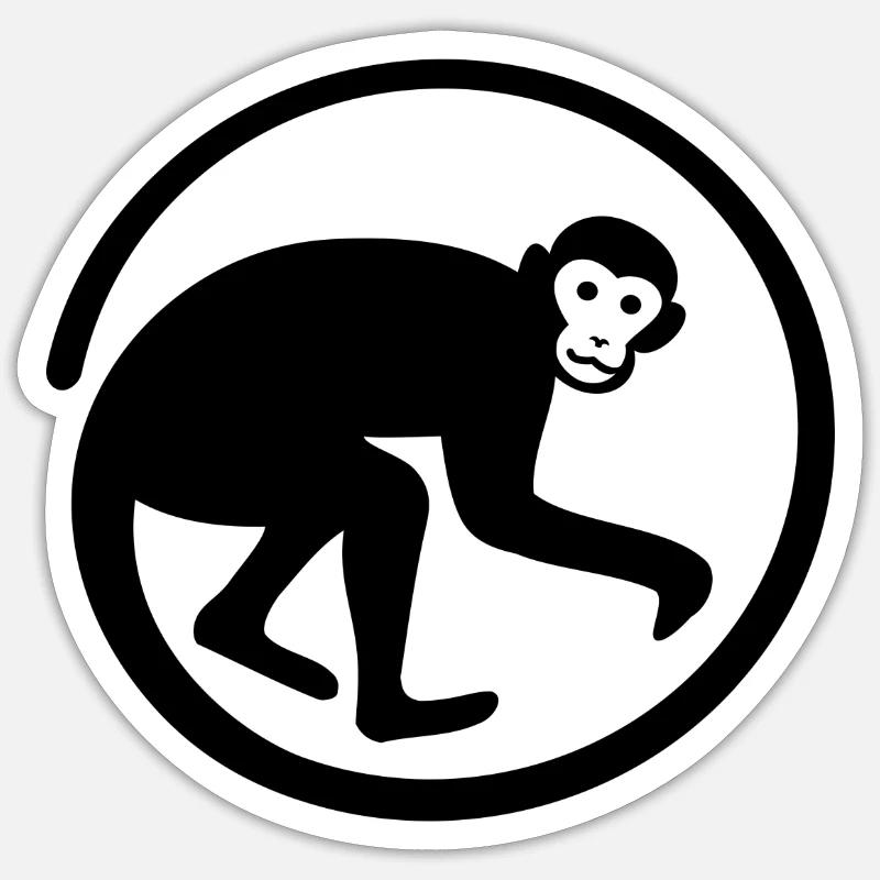 singe - Sticker taille S (10 x 10 cm) - blanc mat