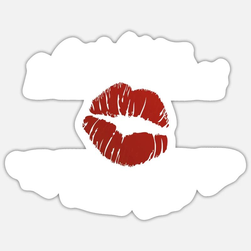 Baiser le ventre de bébé enceinte - Sticker taille S (10 x 10 cm) - blanc mat