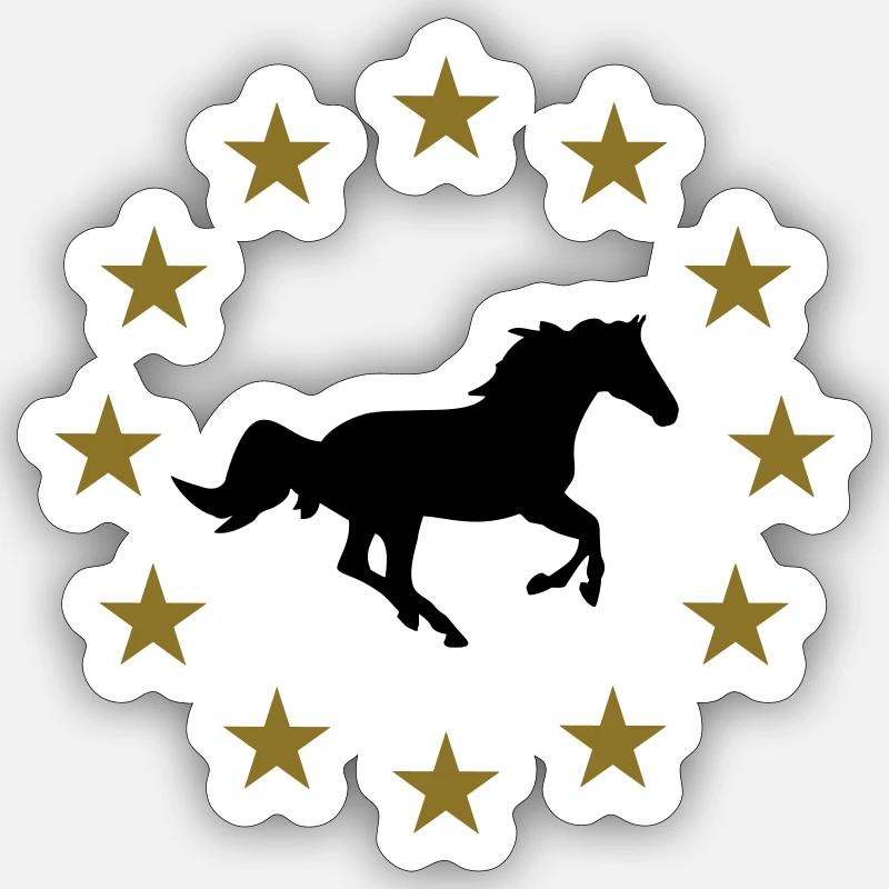 Cheval & Étoiles - Sticker taille S (10 x 10 cm) - blanc mat