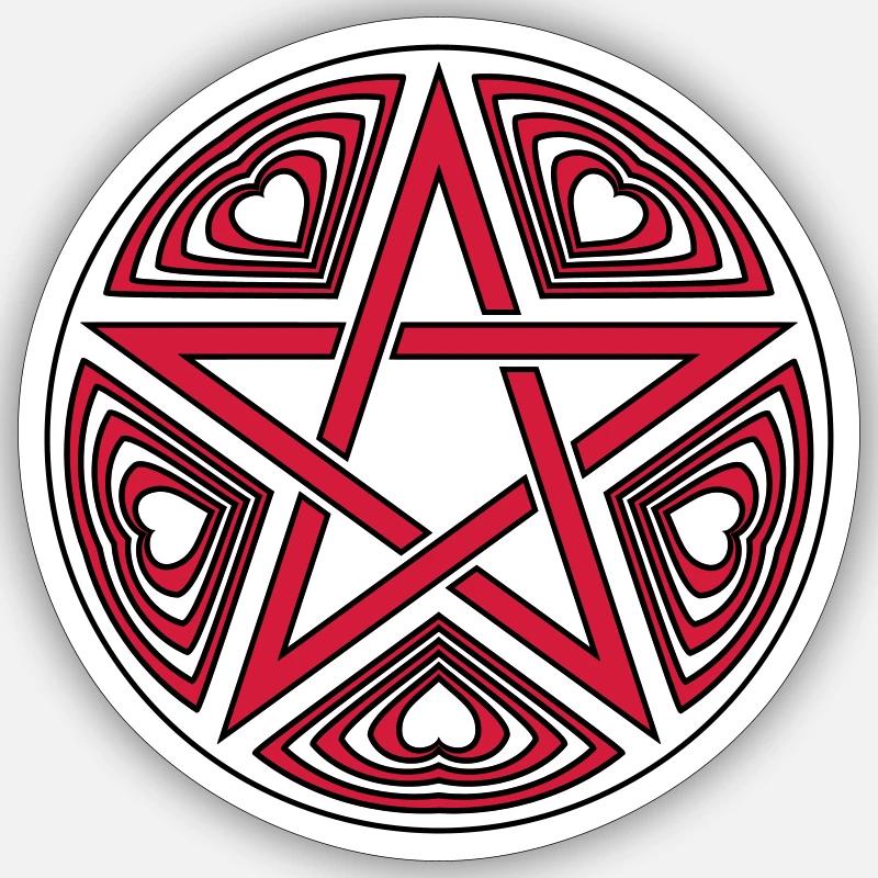 Pentagram heart pattern vector good color selectable Sticker size S (10 x 10 cm)