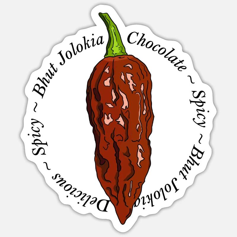 Bhut Jolokia Chocolate Chili Chilli Ghost Pepper - Sticker Größe S (10 x 10 cm) - Mattweiß