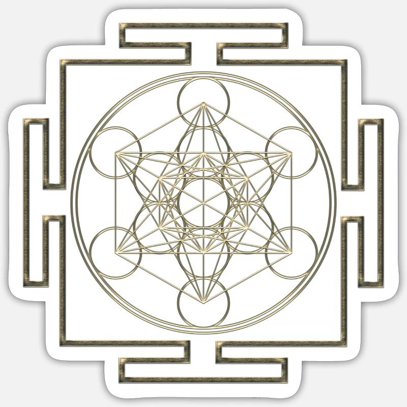 Yantra - Cube de Metatron - fleur de vie / - Sticker taille S (10 x 10 cm) - blanc mat