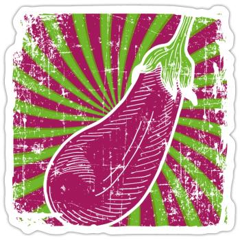 Aubergine - Sticker taille S (10 x 10 cm) - blanc mat - Devant