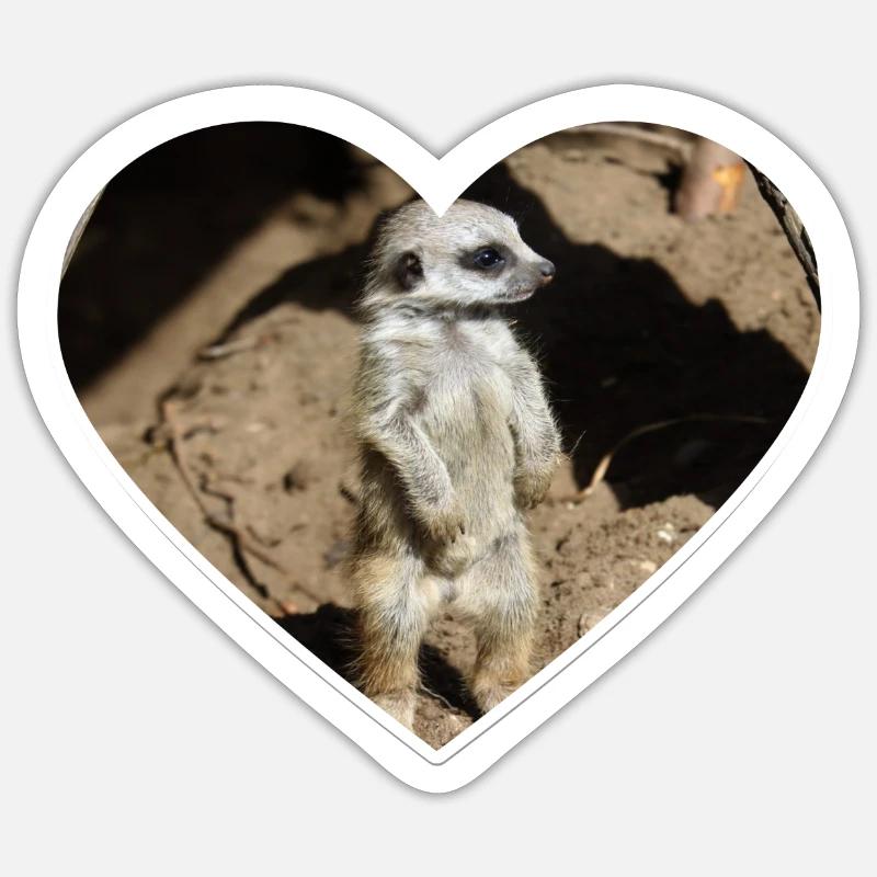 Suricate mignon - Sticker taille S (10 x 10 cm) - blanc mat