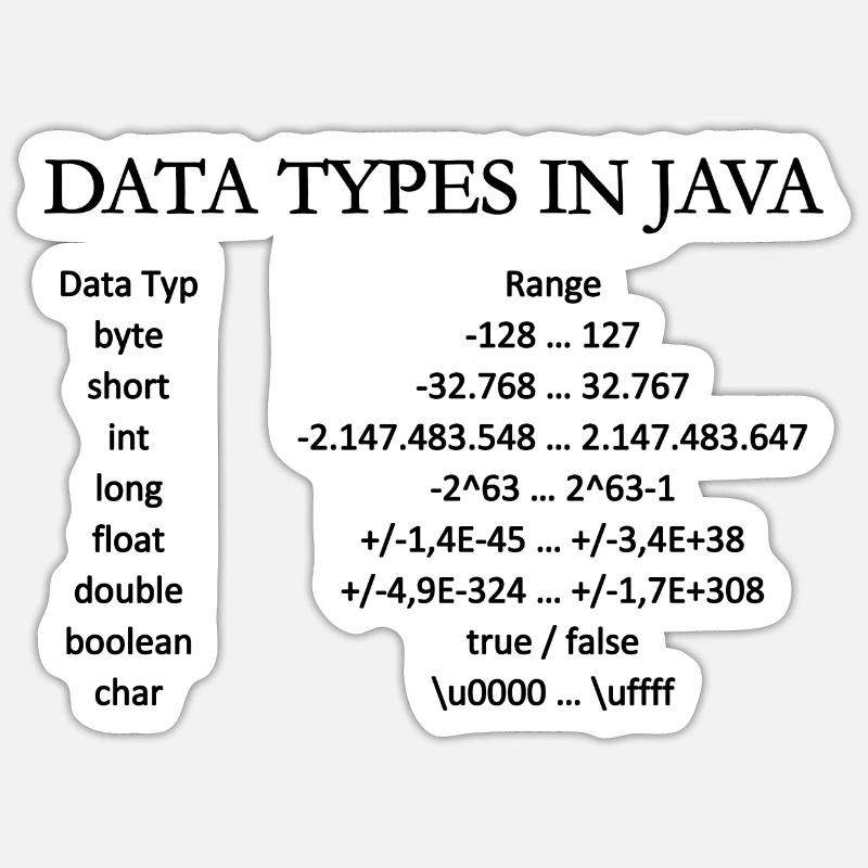 TYPES DE DONNEES EN JAVA (affiche) Sticker taille S (10 x 10 cm)