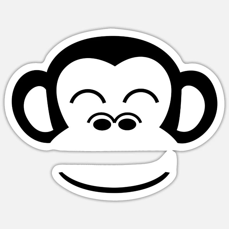 Singe Chimpanzé Singe Singe Singe singe singe - Sticker taille S (10 x 10 cm) - blanc mat
