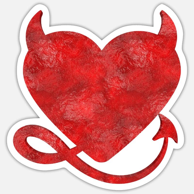 Coeur de diable avec le design de cornes - Sticker taille S (10 x 10 cm) - blanc mat