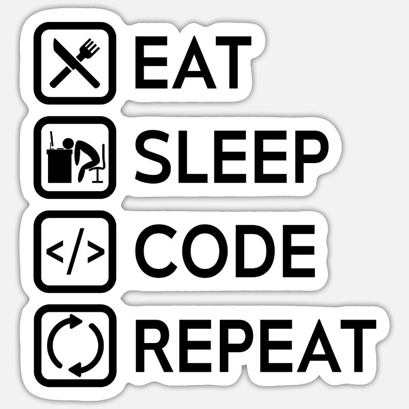 Eat Sleep Code Repeat T-Shirt Sticker size S (10 x 10 cm)