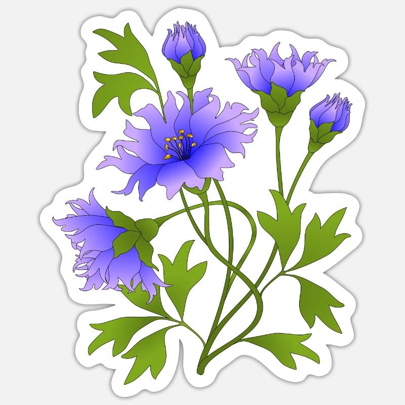 Fleurs - Sticker taille S (10 x 10 cm) - blanc mat