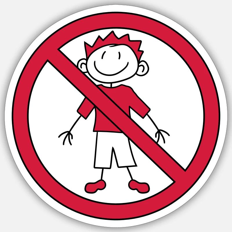 interdit panneau zone pas enfant peint gribouillis com - Sticker taille S (10 x 10 cm) - blanc mat