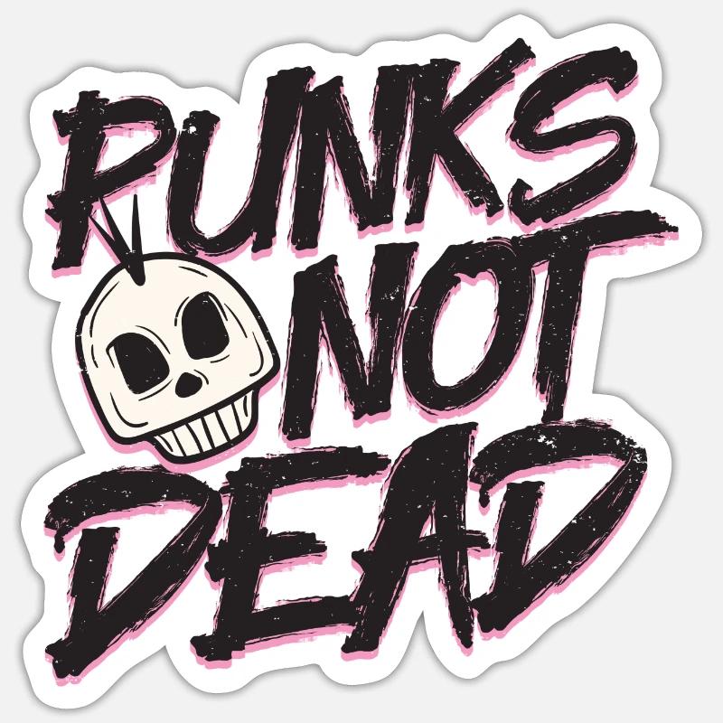 Punks not dead skull head rockn'roll geschenkidee - Sticker Größe S (10 x 10 cm) - Mattweiß