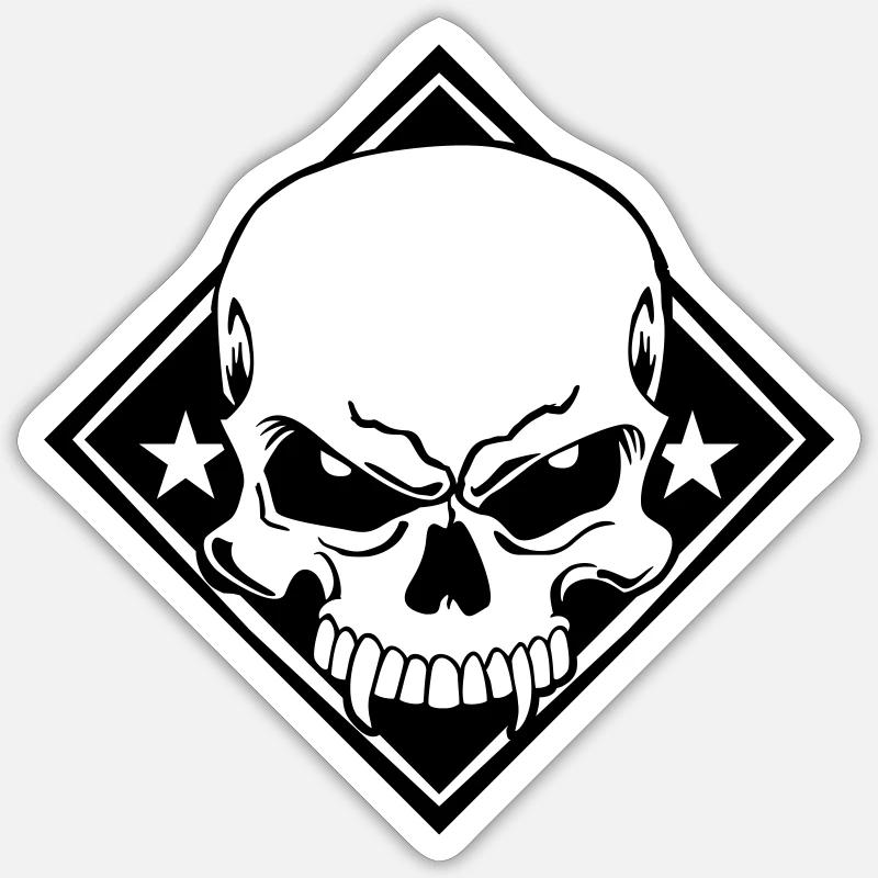 Evil Skull - Sticker Größe S (10 x 10 cm) - Mattweiß