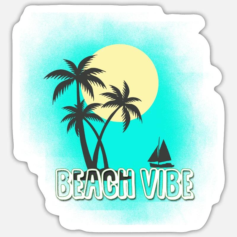 Plage - Sticker taille S (10 x 10 cm) - blanc mat