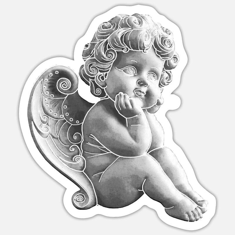 Engel Angel Engelchen Geschenkidee - Sticker Größe S (10 x 10 cm) - Mattweiß