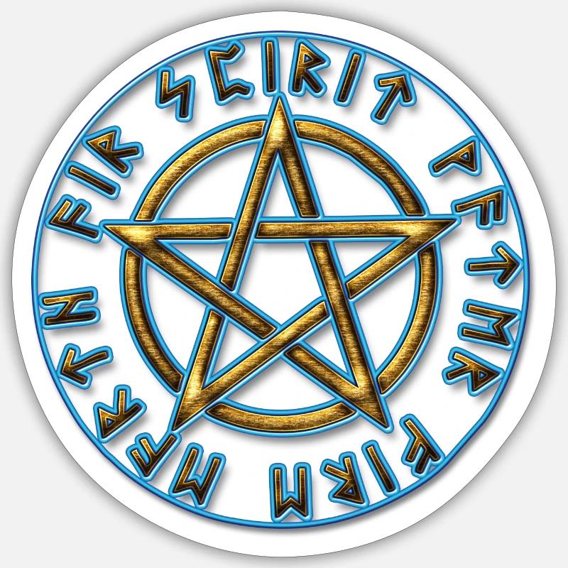 Runen Pentagramm Elemente Schutz Amulett Magie Sticker Größe S (10 x 10 cm)