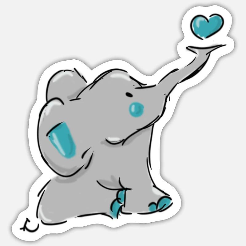 Doux éléphant - Sticker taille S (10 x 10 cm) - blanc mat