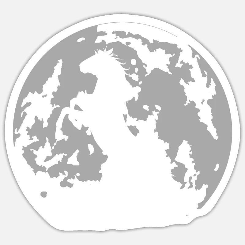 cheval lune - Sticker taille S (10 x 10 cm) - blanc mat