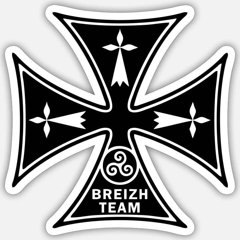 Breizh Hermelin Quer Triskel - Sticker Größe S (10 x 10 cm) - Mattweiß