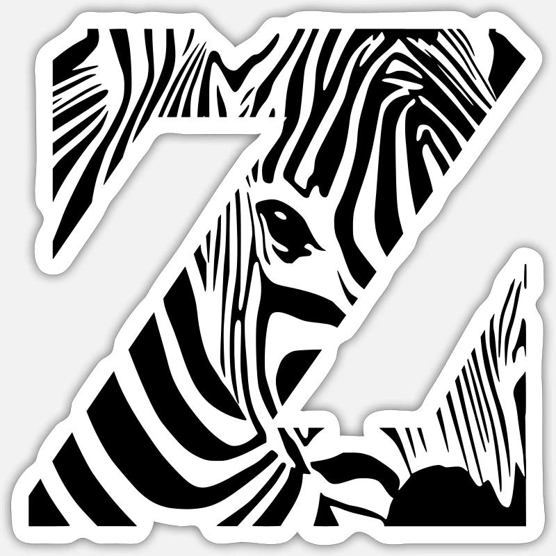 Zebra Mix Mono Black - Sticker taille S (10 x 10 cm) - blanc mat