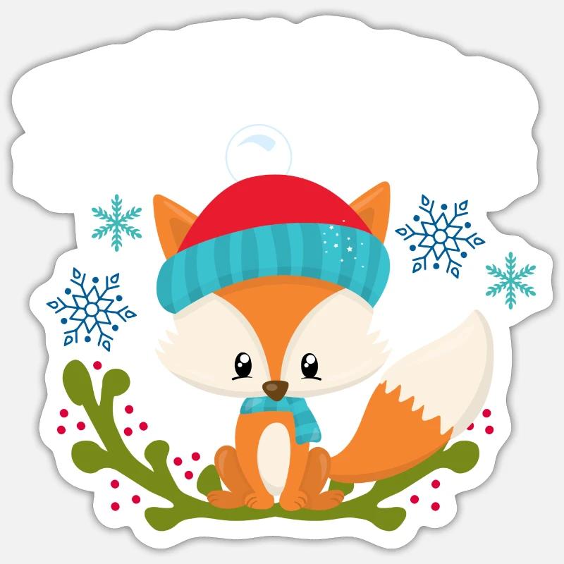Crazy Cold Fox Snow Gift Winter Xmas Idea Sticker size S (10 x 10 cm)