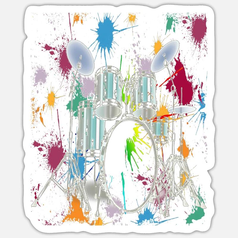 Drums Drum Set Drummer Drums Graphic Design - Sticker size S (10 x 10 cm) - white matte