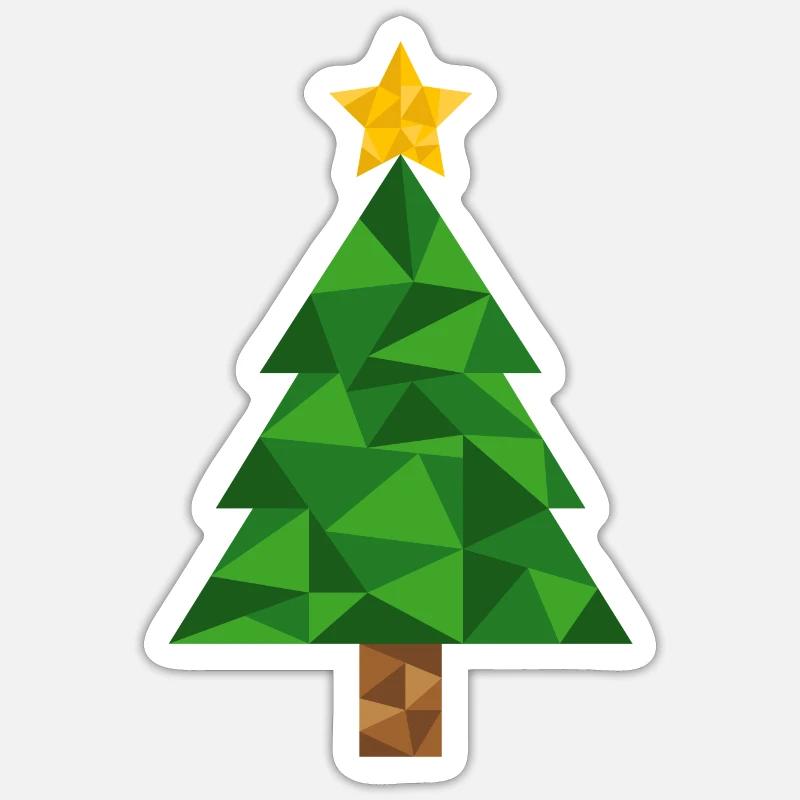 Weihnachtsbaum Polygon Christbaum Weihnachten Xmas - Sticker Größe S (10 x 10 cm) - Mattweiß