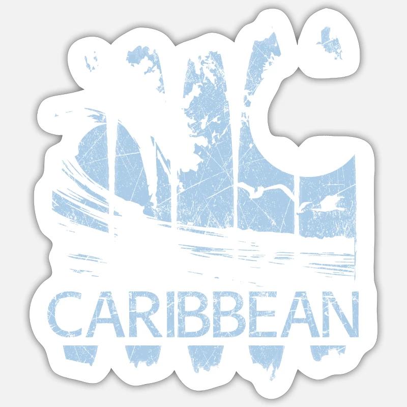 Karibik Karibisch Urlaub Geschenkidee - Sticker Größe S (10 x 10 cm) - Mattweiß