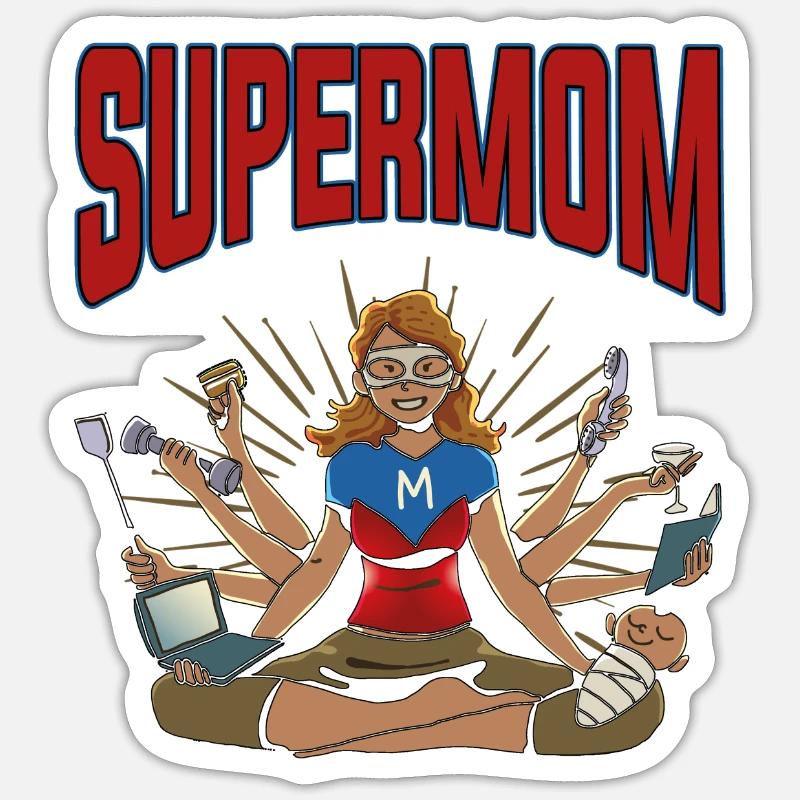 Mutterschaft Mutter Superheld Supermama Supermom Sticker Größe S (10 x 10 cm)