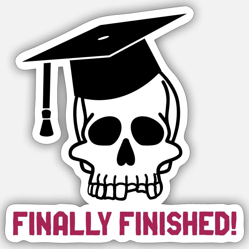 Skull Doctoral Hat finally finished Doctoral Thesis Sticker size S (10 x 10 cm)