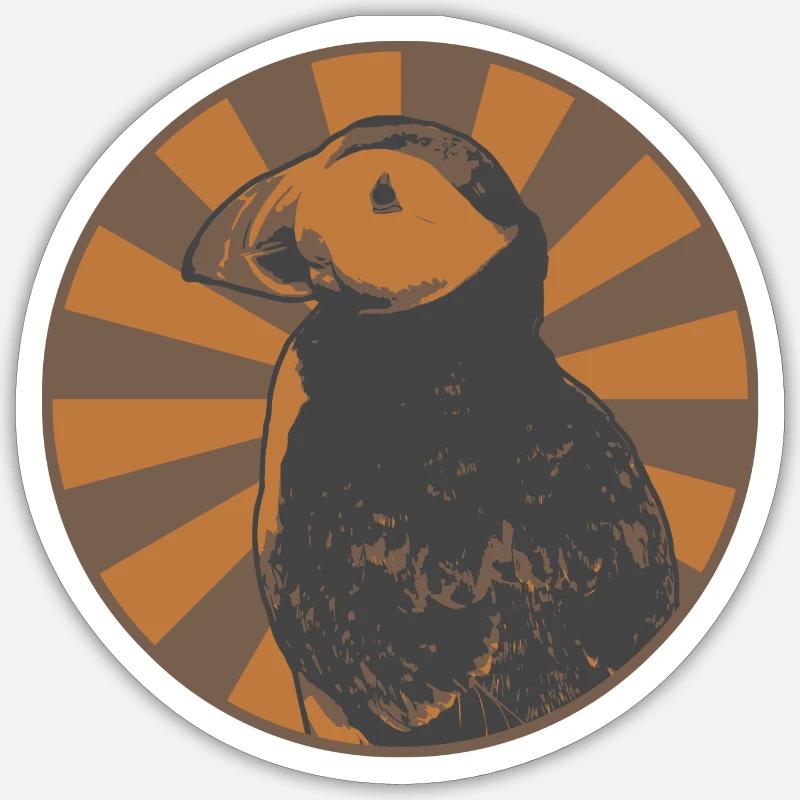 Puffin Cirque Style - Sticker taille S (10 x 10 cm) - blanc mat