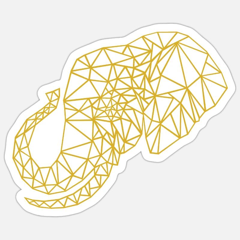 Low Poly Art Elefant Gold - Geschenkidee Sticker Größe S (10 x 10 cm)
