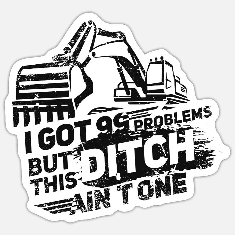 Bagger - Sticker Größe S (10 x 10 cm) - Mattweiß