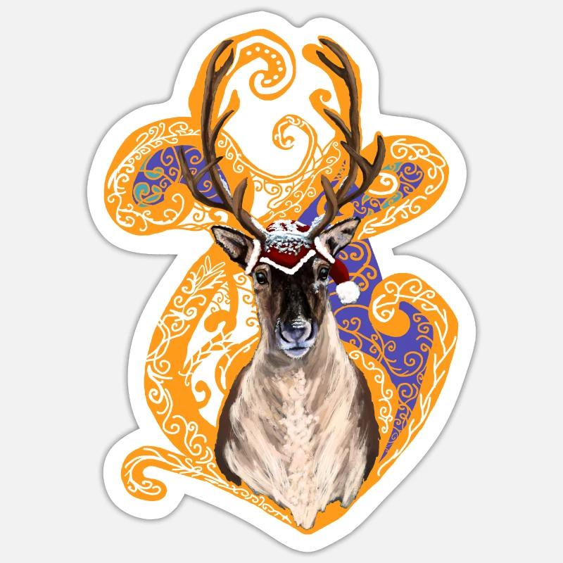 Renne de noël - Sticker taille S (10 x 10 cm) - blanc mat