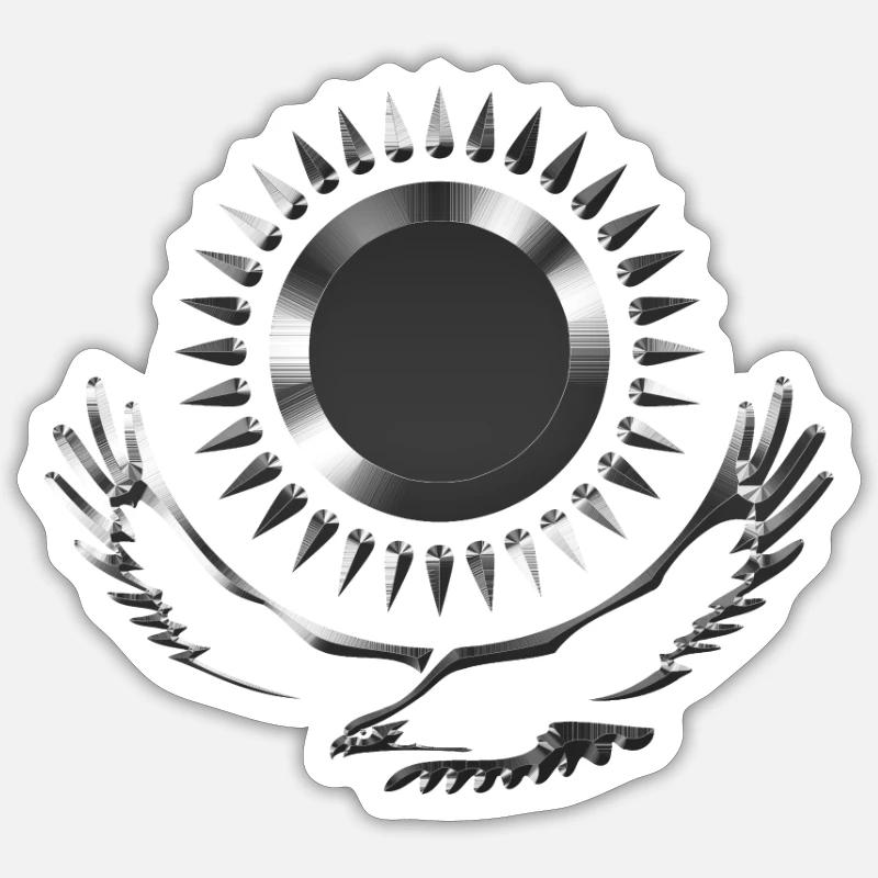 Kazakhstan Eagle steppe aigle drapeau d'argent drapeau Sticker taille S (10 x 10 cm)