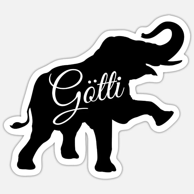 Déesse éléphant - Sticker taille S (10 x 10 cm) - blanc mat