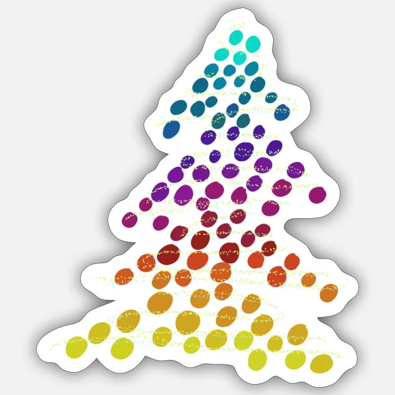 Regenbogen Neon-Weihnachtsbaum – Dots & Lights - Sticker Größe S (10 x 10 cm) - Mattweiß