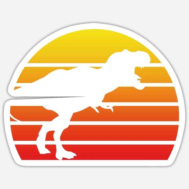 T-Rex retro - Sticker size S (10 x 10 cm) - white matte