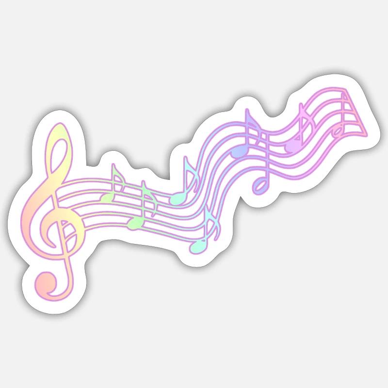 Musique | Notes musicales Clé de partition Idée de cadeau - Sticker taille S (10 x 10 cm) - blanc mat