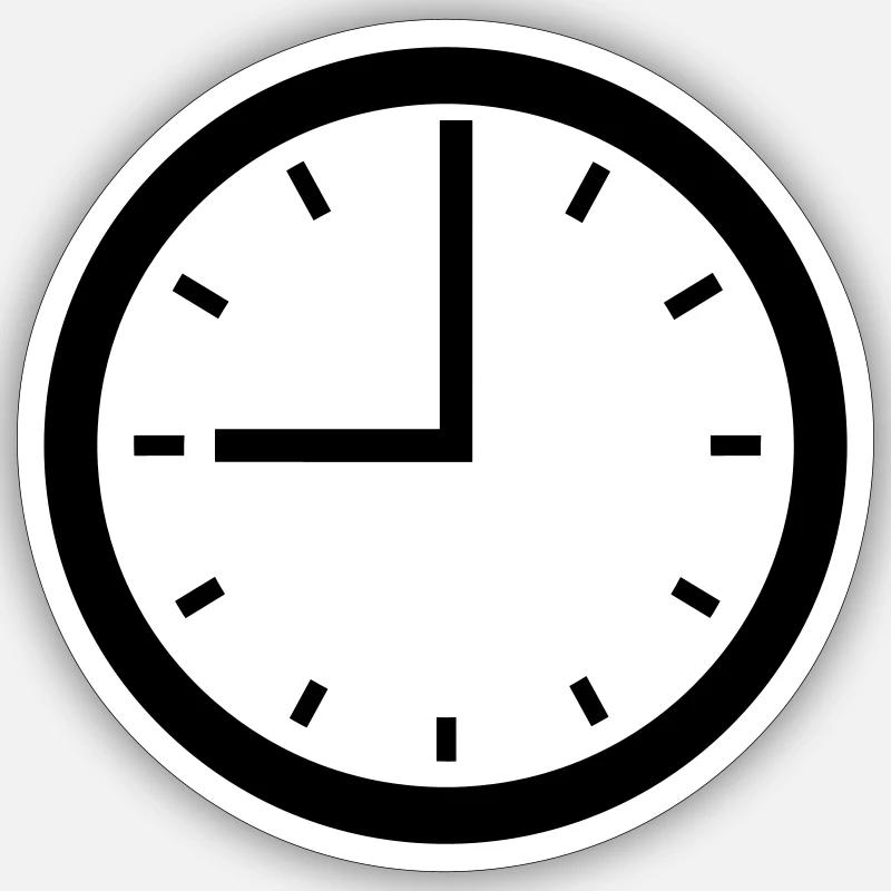 Uhr - Sticker Größe S (10 x 10 cm) - Mattweiß