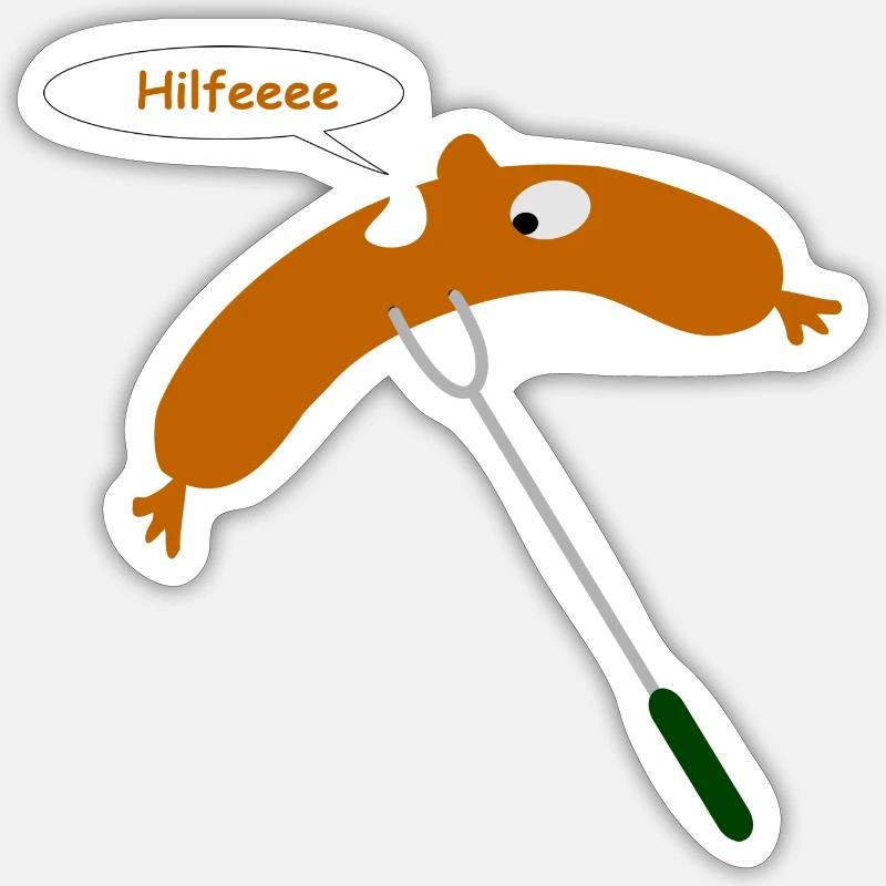 bratwurst grilling help Sticker size S (10 x 10 cm)