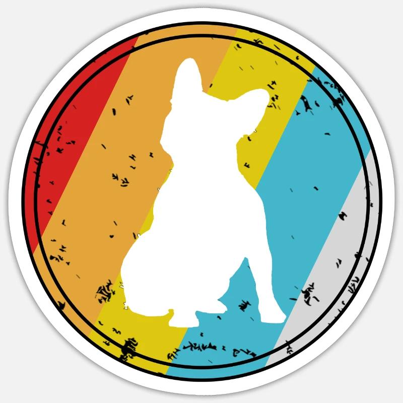 Rétro Boston Terrier - Sticker taille S (10 x 10 cm) - blanc mat